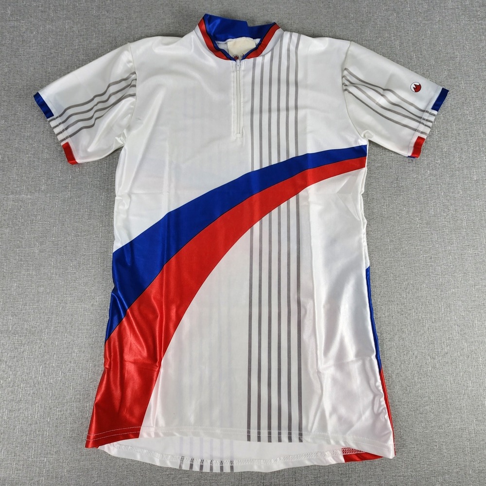 Vintage 80s Marilena Italy Cycling Jersey Mens 3 S Lycra Pockets Wave EUC Retro